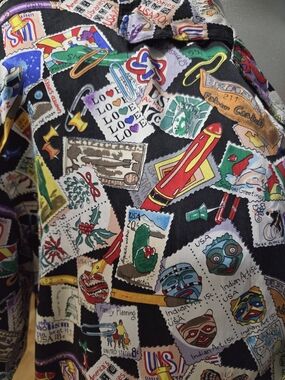 Nicole Miller Silk Stamp Print Shirt Oversized XS | Limited Edition